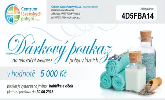 Dárkový poukaz na lázeňský nebo wellness pobyt – ideální dárek